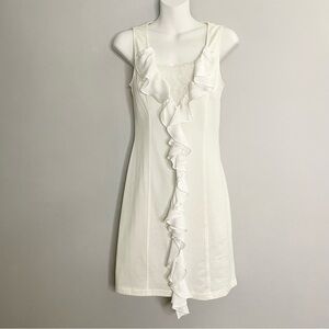 ESLEY Sleeveless Lace V Ruffle Mini Dress